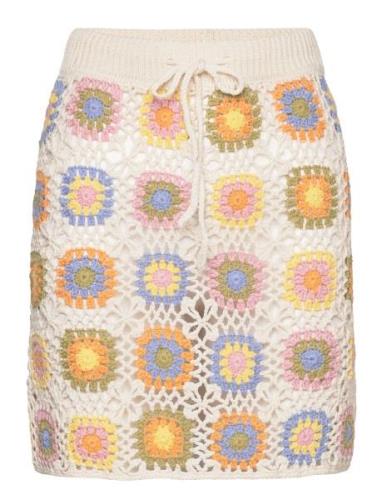 Crochet Mini Skirt Lyhyt Hame Beige Mango