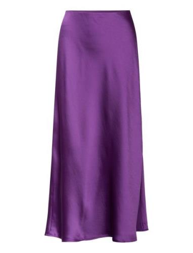 Midi Satin Skirt Polvipituinen Hame Purple Mango