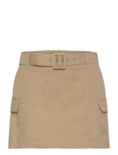 Cargo Mini-Skirt With Belt Lyhyt Hame Brown Mango