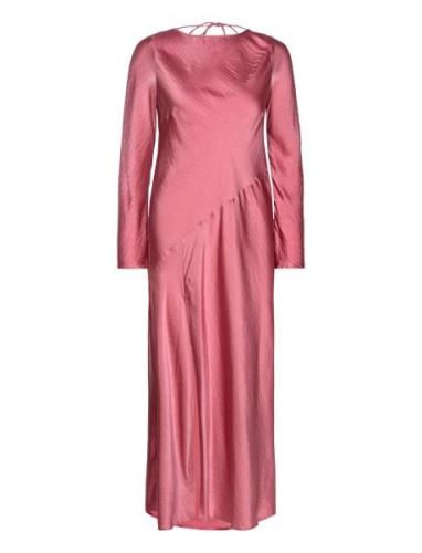 Side-Slit Satin Dress Maksimekko Juhlamekko Pink Mango