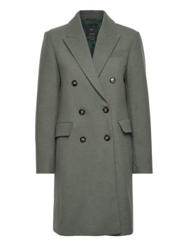 Wool Double-Breasted Coat Villakangastakki Khaki Green Mango