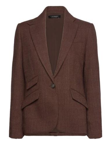 Cotton-Blend Oxford Blazer Blazers Single Breasted Blazers Brown Laure...