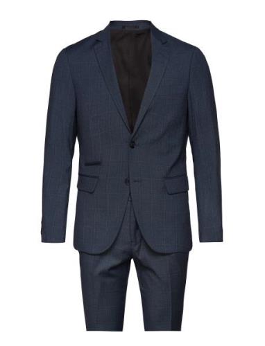 Checked Mens Suit Puku Blue Lindbergh