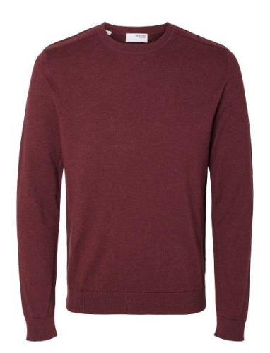 Slhberg Crew Neck Noos Tops Knitwear Round Necks Burgundy Selected Hom...