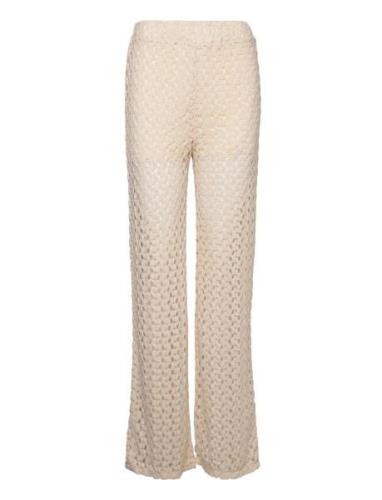 Straight Crochet Trousers Bottoms Trousers Flared Beige Mango