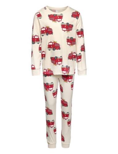 Pyjama Vehicle Dino Pyjamasetti Pyjama Beige Lindex