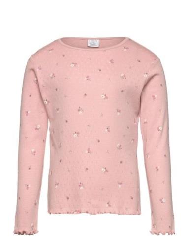 Top L S Pointelle Aop Tops T-shirts Long-sleeved T-shirts Pink Lindex