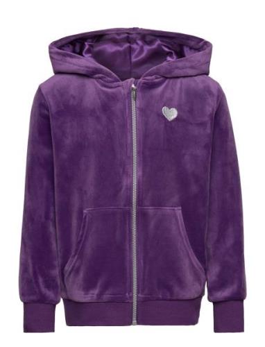 Hoodjacket With Zipper Velour Tops Sweat-shirts & Hoodies Hoodies Purp...