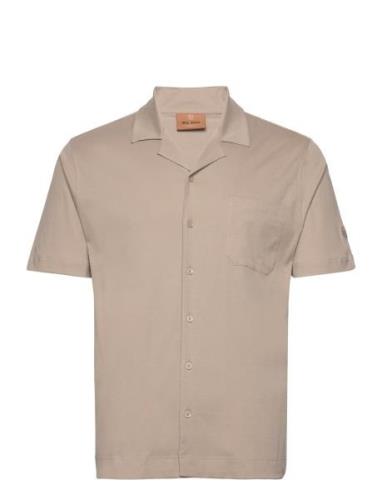 Mmgmarco Cuban Ss Shirt Tops Shirts Short-sleeved Beige Mos Mosh Galle...