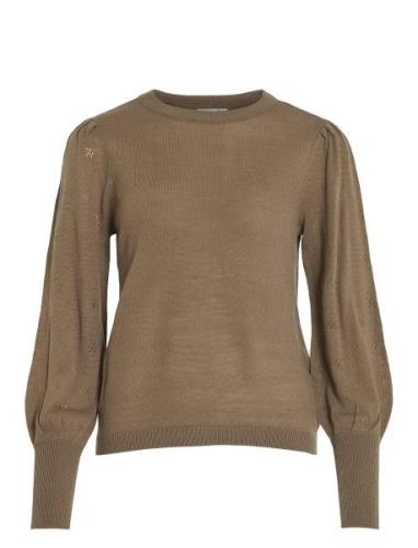 Viava L/S O-Neck Knit Pullover - Noos Tops Knitwear Jumpers Brown Vila