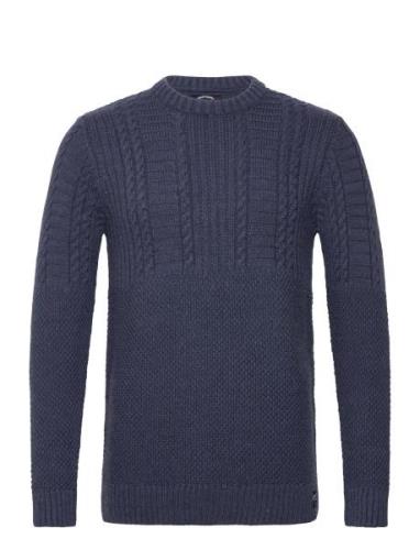 Jacob Cable Jumper Tops Knitwear Round Necks Blue Superdry