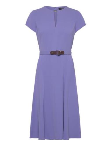 Belted Georgette Dress Polvipituinen Mekko Purple Lauren Ralph Lauren