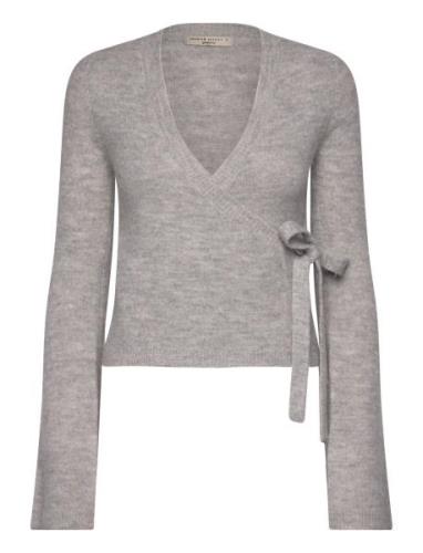 Knitted Wrap Cardigan Tops Knitwear Cardigans Grey Gina Tricot