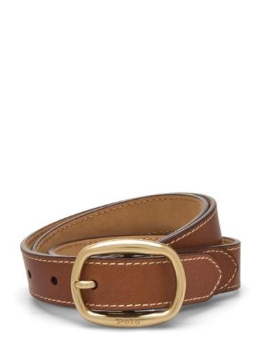 Oval-Buckle Leather Belt Vyö Brown Polo Ralph Lauren