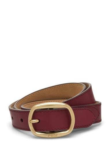 Oval-Buckle Leather Belt Vyö Red Polo Ralph Lauren