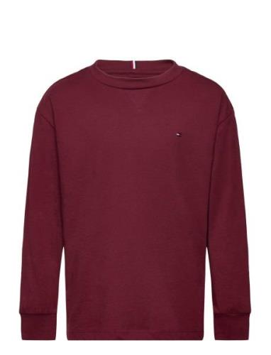 Essential Tee L/S Tops T-shirts Long-sleeved T-shirts Burgundy Tommy H...