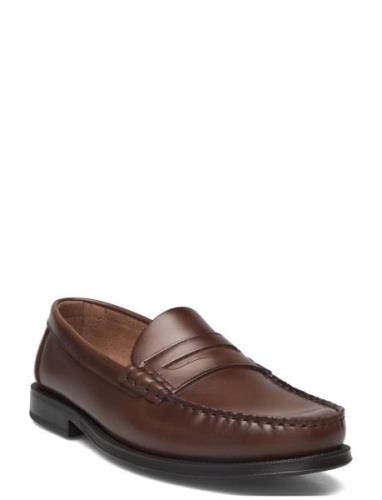 Aged-Leather Loafers Loaferit Matalat Kengät Brown Mango