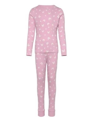 Nmfnightset Pink Butterfly Rib Noos Pyjamasetti Pyjama Pink Name It