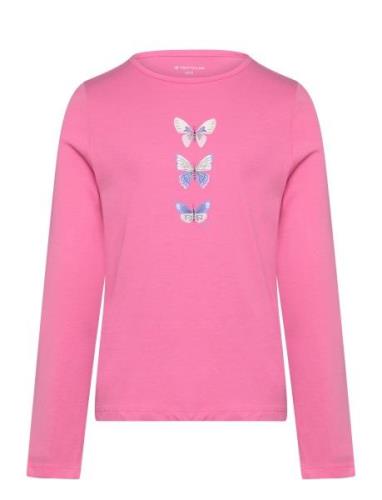 Printed Longsleeve Tops T-shirts Long-sleeved T-shirts Pink Tom Tailor