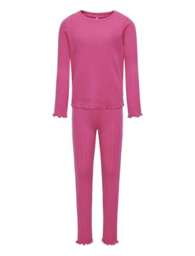 Kogmunte Loungewear L/S Pant Set Jrs Pyjamasetti Pyjama Pink Kids Only