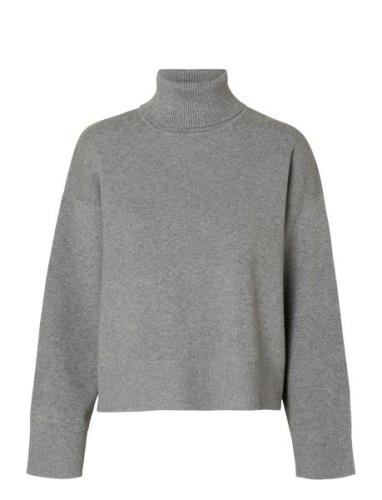 Slfkamma Ls Knit Roll Neck Noos Tops Knitwear Turtleneck Grey Selected...