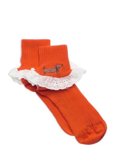 Dog Lace Socks Sukat Red Mini Rodini