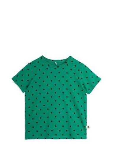 Polka Dot Ss Tee Tops T-shirts Short-sleeved Green Mini Rodini