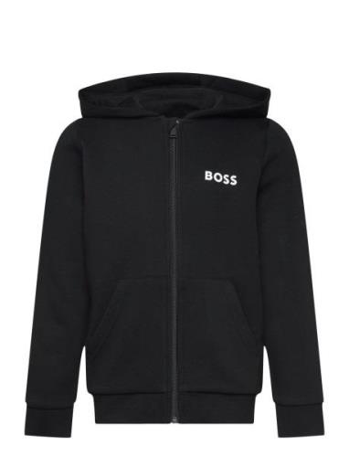 Hooded Cardigan Tops Sweat-shirts & Hoodies Hoodies Black BOSS