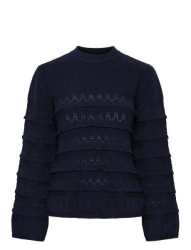 Yastimu Ls Knit Pullover Tops Knitwear Jumpers Navy YAS