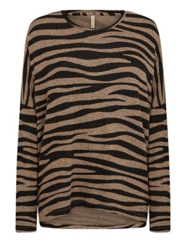 Sc-Biara Aop Tops Knitwear Jumpers Brown Soyaconcept