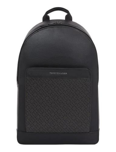 Th Monogram Backpack Reppu Laukku Black Tommy Hilfiger