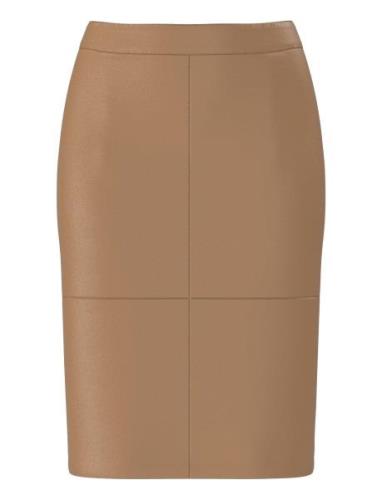 Slfmaily Hw Leather Skirt Noos Polvipituinen Hame Brown Selected Femme