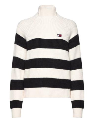 Tjw Stripe Mocknck Badge Sweater Tops Knitwear Jumpers White Tommy Jea...