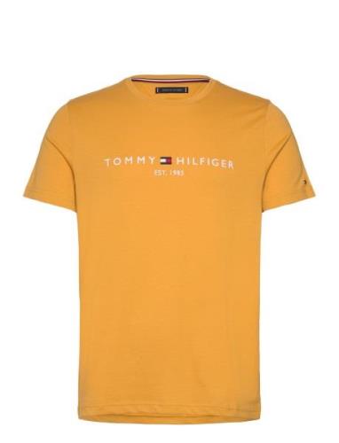 Tommy Logo Tee Tops T-shirts Short-sleeved Yellow Tommy Hilfiger