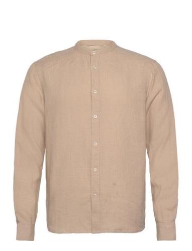 Mmgtheo Linen Stand Shirt Tops Shirts Casual Beige Mos Mosh Gallery