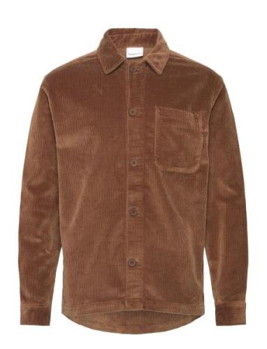 Stretched 8-Wales Corduroy Overshir Tops Overshirts Brown Knowledge Co...