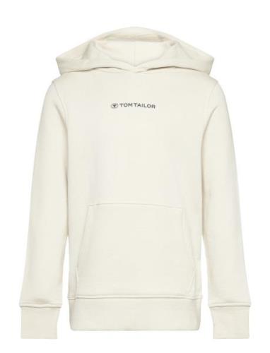 Printed Hoody Tops Sweat-shirts & Hoodies Hoodies Cream Tom Tailor