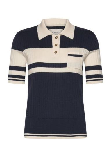 Color Blocked Polo Knit Tops Knitwear Jumpers Navy GANT