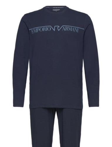 Men's Knit Long Pyjamas Pyjama Navy Emporio Armani