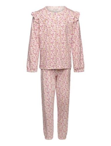 Pyjamas Ls Set Aop Pyjamasetti Pyjama Pink Minymo