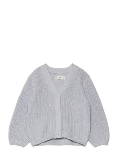 Button Knit Cardigan Tops Knitwear Cardigans Blue Mango