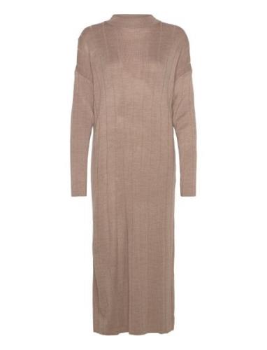 Onltess Ls Highneck Midi Dress Knt Polvipituinen Mekko Beige ONLY