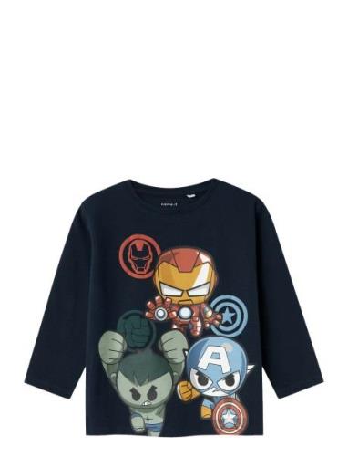 Nmmanan Marvel Ls Nreg Top Mar Tops T-shirts Long-sleeved T-shirts Nav...