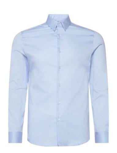 Super Slim-Fit Poplin Suit Shirt Tops Shirts Business Blue Mango