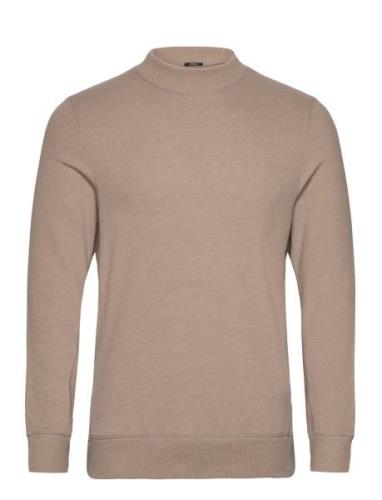 Mens Pullover Lg. Sleeve Crew-Neck Tops Knitwear Round Necks Beige Den...