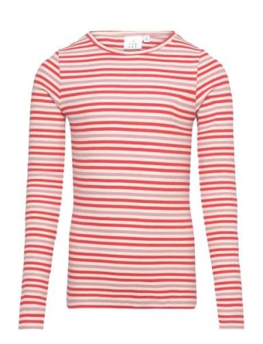 Tnlena L_S Rib Tee Tops T-shirts Long-sleeved T-shirts Pink The New