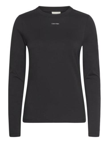 Nano Logo Slim T-Shirt Ls Tops T-shirts & Tops Long-sleeved Black Calv...