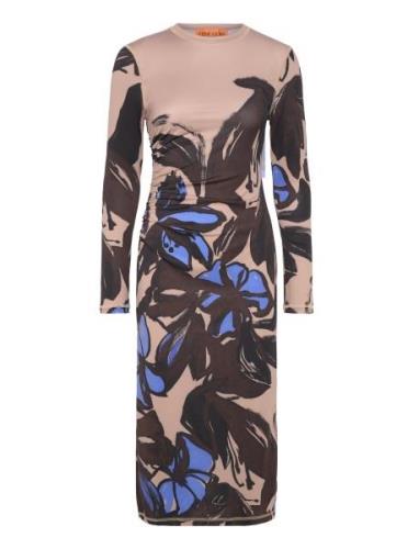 Gathered Long Sleeve Midi Dress, 22 Designers Knee-length & Midi Multi...