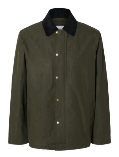 Slhwalter Waxed Cotton Jkt Noos Ohut Takki Khaki Green Selected Homme