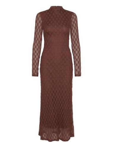 Ola Long Sleeve Midi Dress Polvipituinen Mekko Brown Bardot